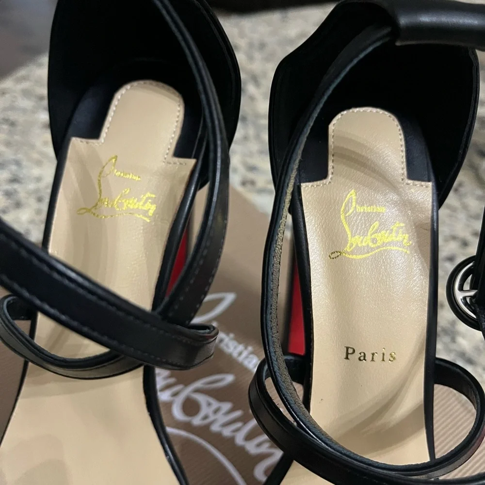 🖤 Black Strappy Heels Sandals ❤️ 39 - Picture 7 of 11